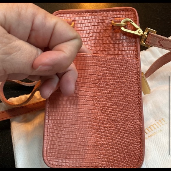 Hammitt Cellphone and card crossbody, pink tile leather with strap and dustbag. - Picture 6 of 8